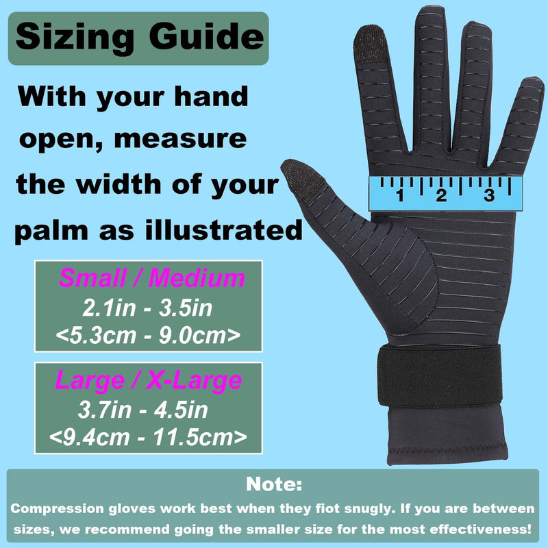 2 Pairs Arthritis Gloves for Women Men, Relieve Hand Pain, Copper Gloves for Carpal Tunnel, Crochet, Open/Full Finger Compression Gloves with Touchscreen Tips & Wrist Strap (Small/Medium) Black- Open Finger(1 Pair)+full Finger(1 Pair) Small-Medium - BeesActive Australia
