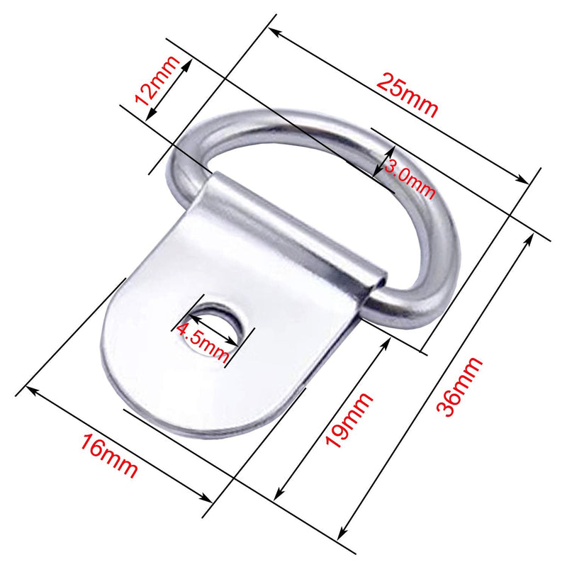 30 Pack Small Steel D-Ring Tie Downs, ExcelFu D Rings Anchor Lashing Ring for Loads on Case Truck Cargo Trailers RV Boats - BeesActive Australia