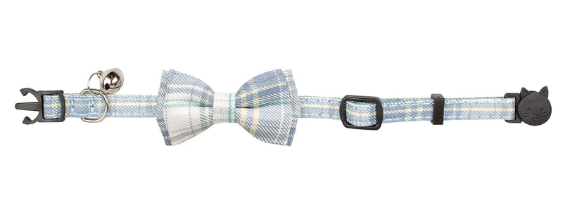 Gyapet Cat Collar Breakaway Bowtie Safety with Bell Adjustbale Kitten Puppy Solid Plaid Color Set D-[2pcs] Blue - BeesActive Australia