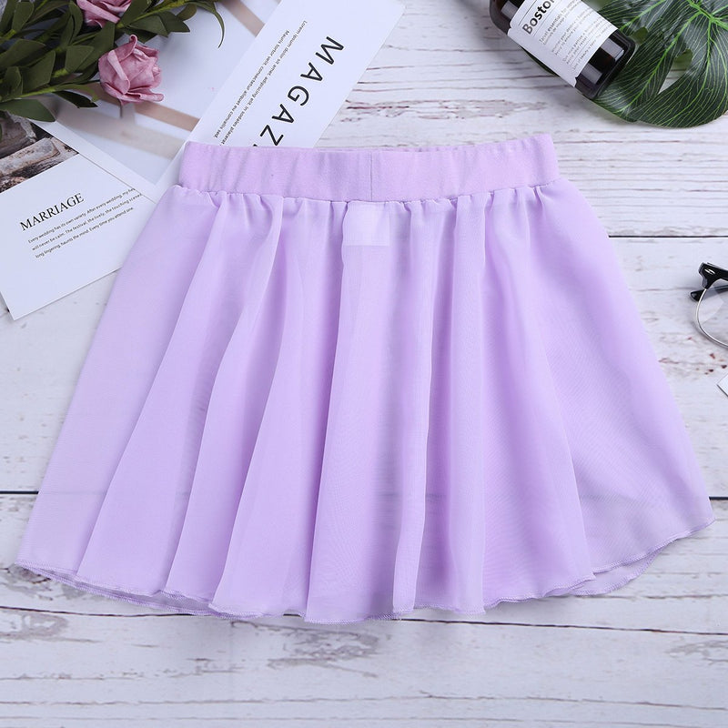 iiniim Kids Girls Basic Ballet Dance Chiffon Pleated Wrap Skirt Pull-On Skate Over Scarf Gymnastic Leotard Dancewear Purple 7-8 - BeesActive Australia