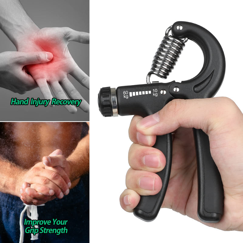 NIYIKOW Grip Strength Trainer, Hand Grip Strengthener, Adjustable Resistance 22-132Lbs (10-60kg), Non-Slip Gripper, Perfect for Musicians Athletes and Hand Rehabilitation Exercising Black-1Pack - BeesActive Australia