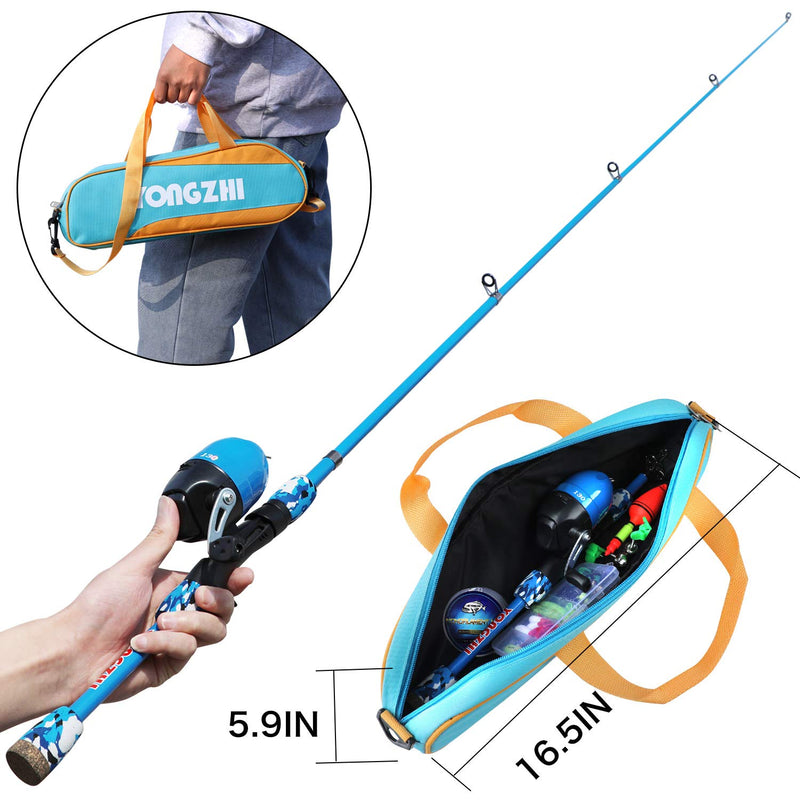 YONGZHI Kids Fishing Pole,Portable Telescopic Fishing Rod and Reel Combo,with Spincast Fishing Reel Tackle Bag Lures for Youth Traveling Entertaining Education Suit and Studying Kid Fishing Rod Blue - BeesActive Australia