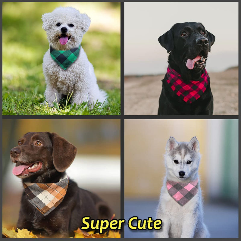 Bubblepup Plaid Dog Scarf/Dog Bandana, Cotton Dog Bandana for Small Medium Large Dogs, Dog Kerchief, 1PC Square Dog Scarf Dog Triangle Bibs Brown&Beige - BeesActive Australia