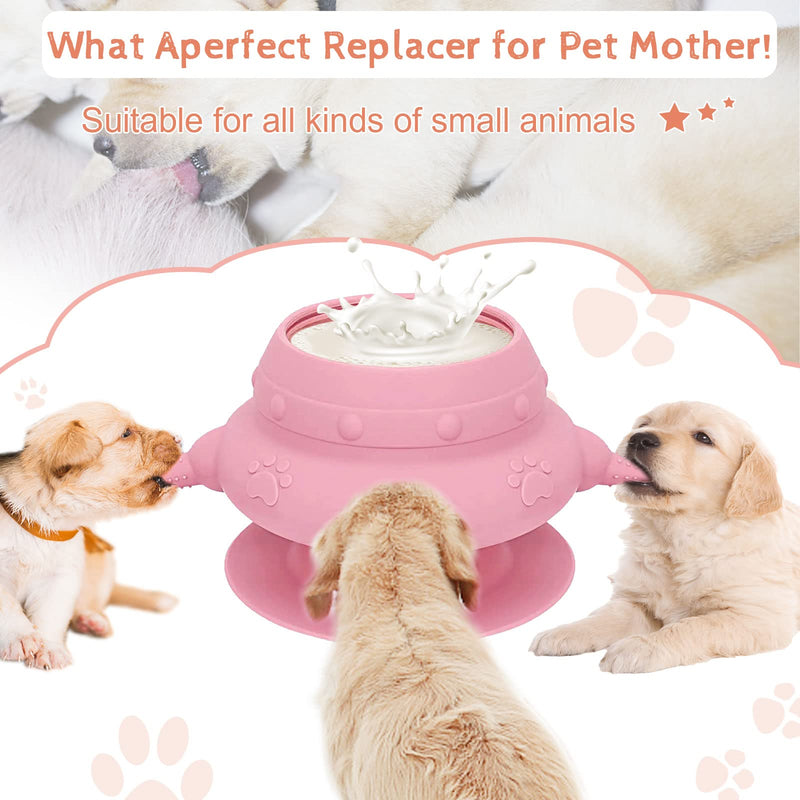 Puppy Feeder for Multiple Puppies, 240 ml Puppy Milk Feeder Puppy Bottles for Nursing Silicone Puppy Nursing Station with 4 Teats for Kittens, Puppies, Rabbits Nursing Supplies (Pink) - BeesActive Australia