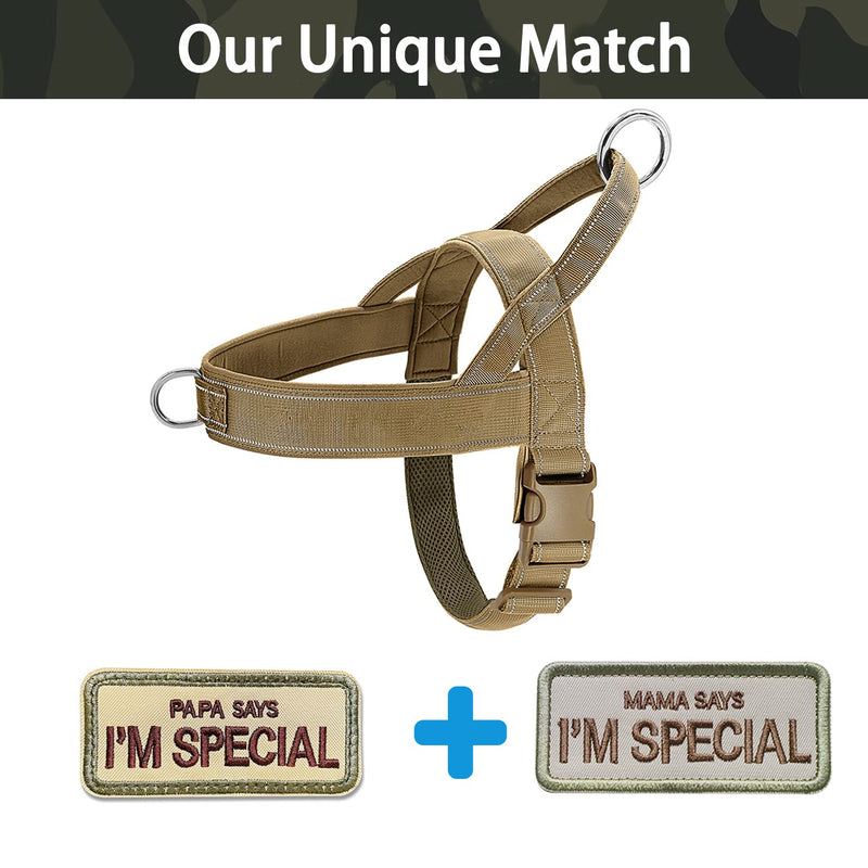 QIFBYFB No Pull Dog Harness for Medium Large Dog, Reflective Escape Proof Adjustable No Pulling Dog Harness XL-Chest size 30-39'' Brown - BeesActive Australia