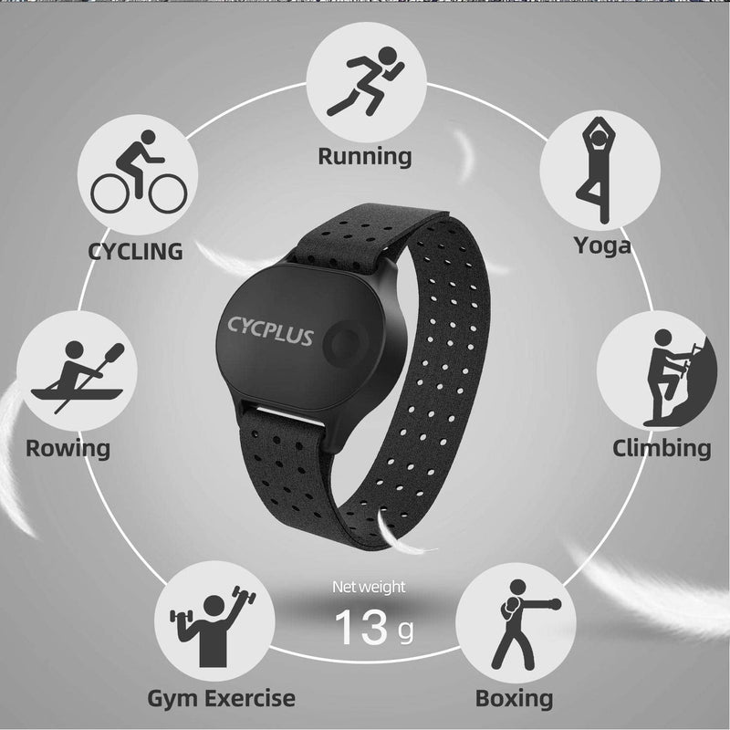 CYCPLUS Heart Rate Strap Wireless Heart Rate Monitor ANT+ Bluetooth Successor Model Waterproof Heart Rate Sensor with Arm Strap Black - BeesActive Australia