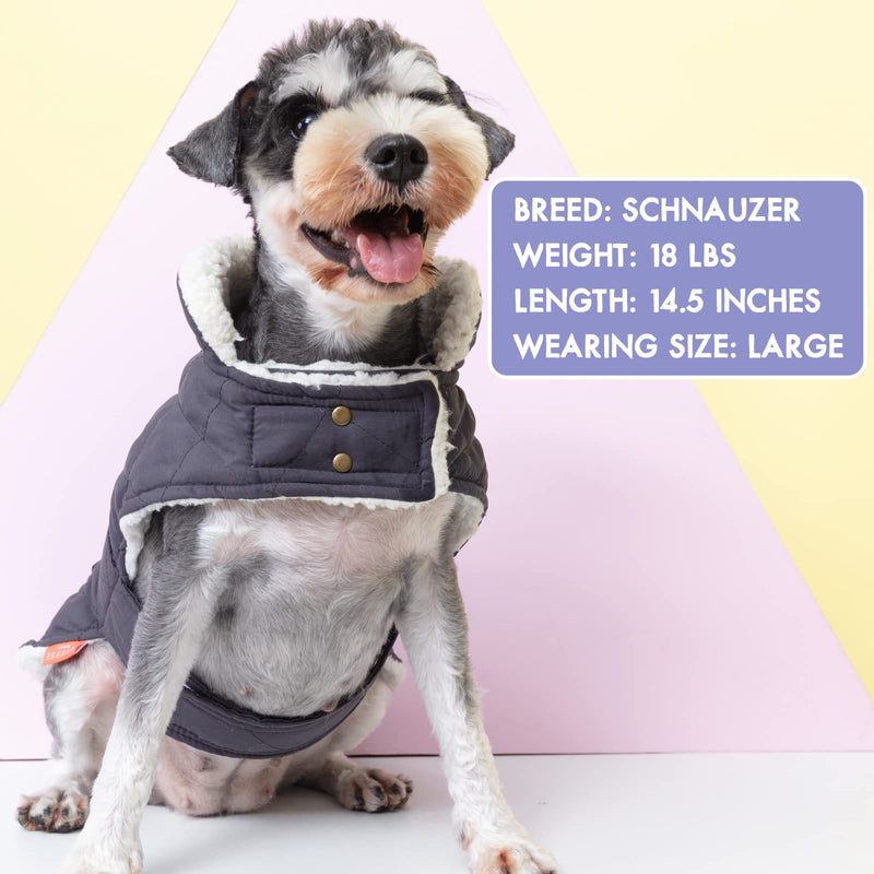 KYEESE Dog Cold Weather Coats Windproof Padded Sherpa Warm Dog Jacket for Small Medium Large Dogs with Leash Hole Dog Apparel XX-Large Gray - BeesActive Australia