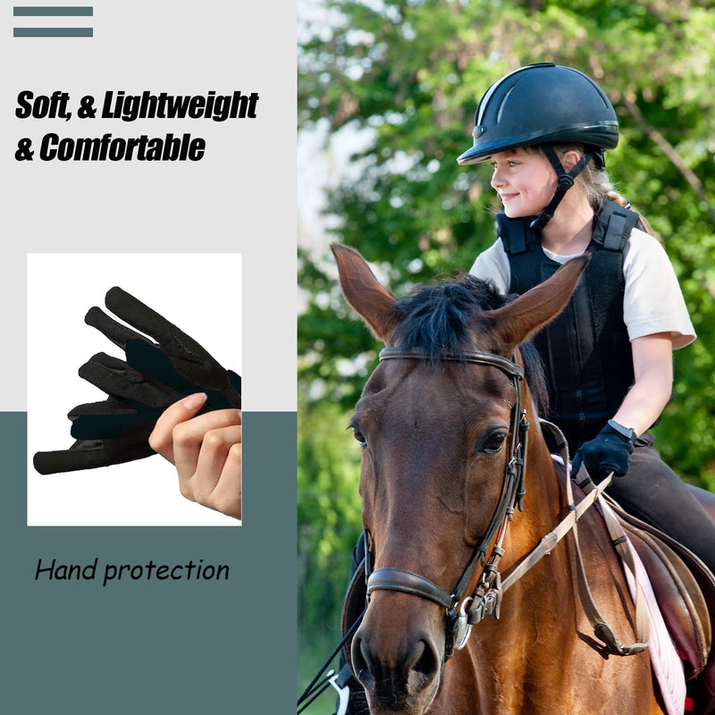 SDKSEOM Horse Riding Gloves Equestrian Women Winter Horseback Gloves Ladies Youth Girl Outdoor Pattern Mitts Perfect for Biking Cycling Gardening Motorcycle Black Large-1 - BeesActive Australia