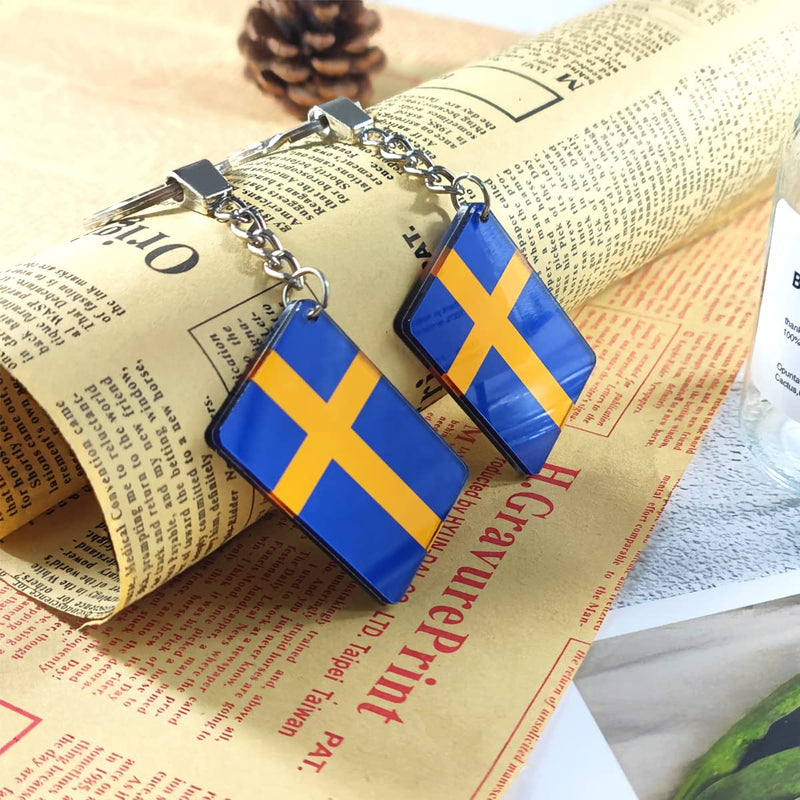QQSD Sweden Flag Keychain Swedish Key Ring (2 Pack) - BeesActive Australia