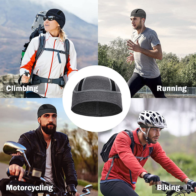 Skull Cap Helmet Liner Beanie, Cooling Mesh Cycling Running Hat for Men Women, Fits Under Helmets Black & Green (Mesh Ice Silk) - BeesActive Australia