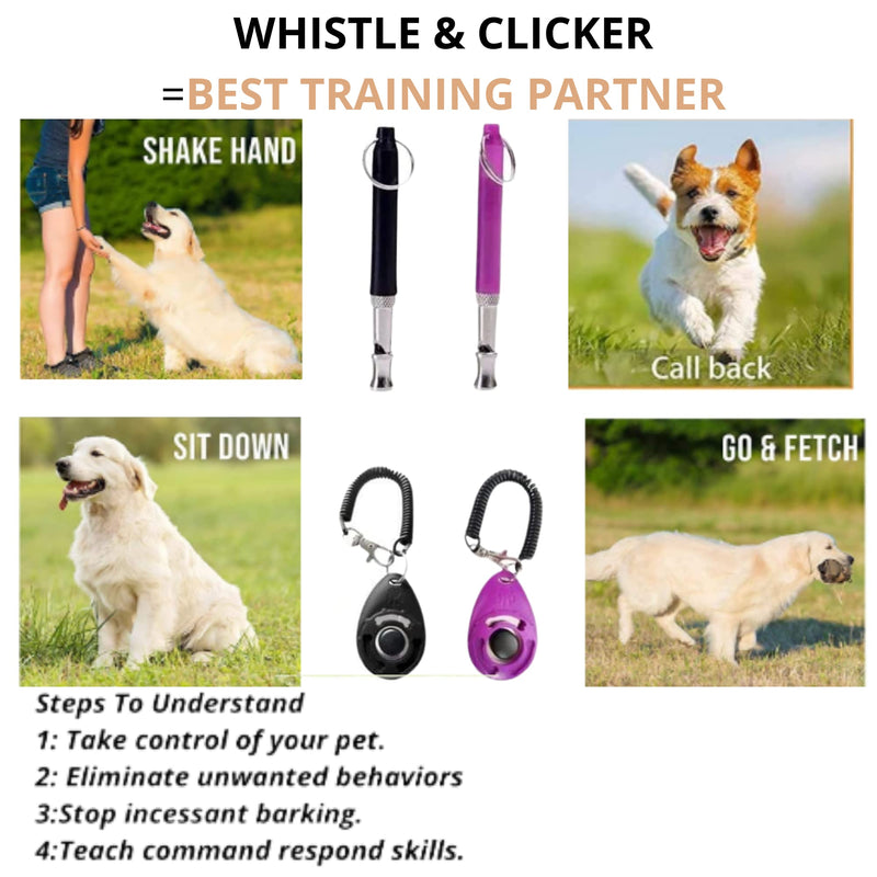 2 Pack Dog Whistle And 2 Clicker With Free Black Lanyards Ultrasonic Devices For Bark Control Training Tools Silent Puppy Whistles To Stop Barking Perfect Clickers Wrist Strap For Behavioral Training. - BeesActive Australia