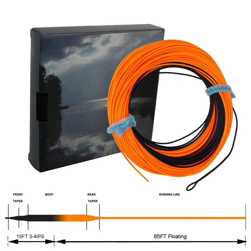 Aventik Fly Fishing Line Full Sinking Tip Weight Forward Fast Sinking Line with 2 Welded Loop IPS3/IPS5 Sinking tip-Black/orange,ips3-4 7F/S - BeesActive Australia