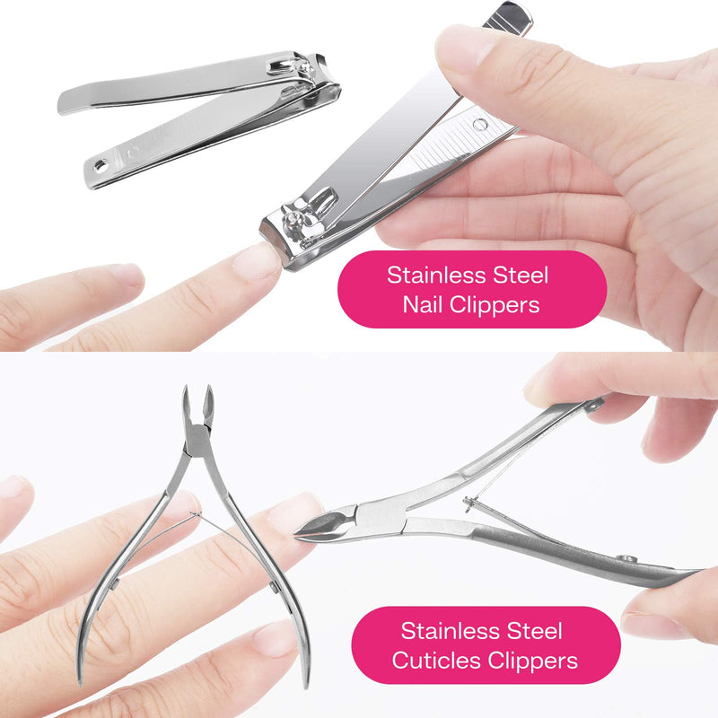 Professional Manicure Kit Pedicure Tools Nail Art Tools with Nail Files and Buffers Cuticle Nipper Cuticle Pusher Nail Cutter for Hand and Foot Nail Salon, Case Packaged (16 pcs/pack) - BeesActive Australia