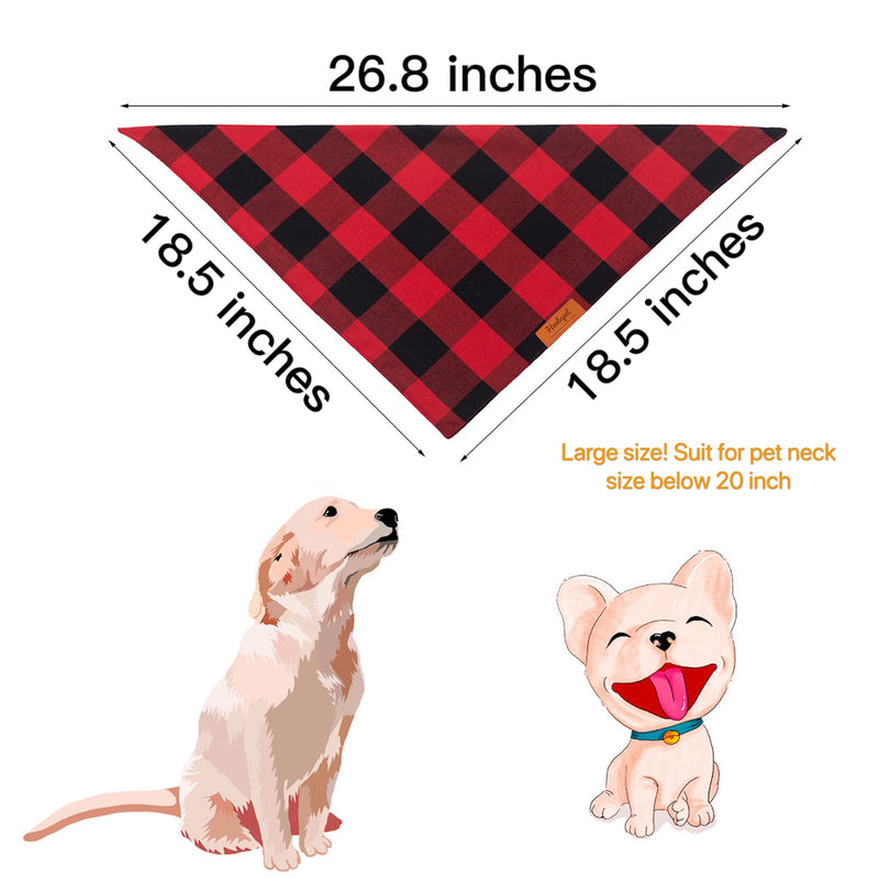 Buffalo Plaid Dog Bandanas 1Pack, Thanksgiving Christmas Red Plaid Dog Bandanas Scarf Triangle Bibs Kerchief Flannel Thicken Cotton Bandana for Small Medium Large Dogs and Cats - BeesActive Australia