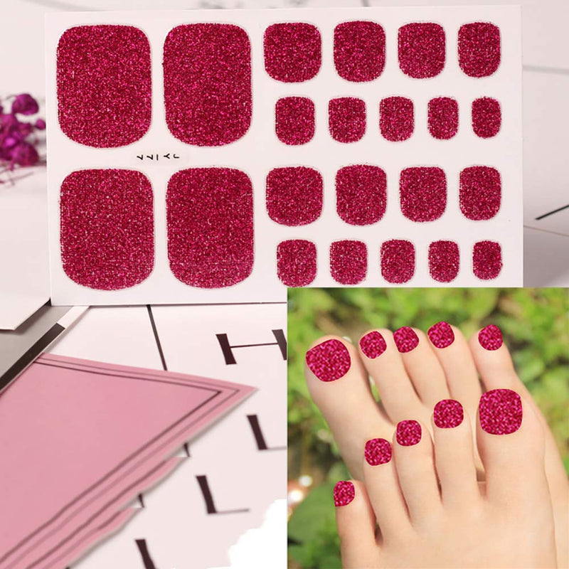 WOKOTO 6 Sheets Adhesive Toenail Art Polish Decals With 1Pcs Nail File Glitter Nail Wraps Sticker Strips Manicure Kits For Women - BeesActive Australia