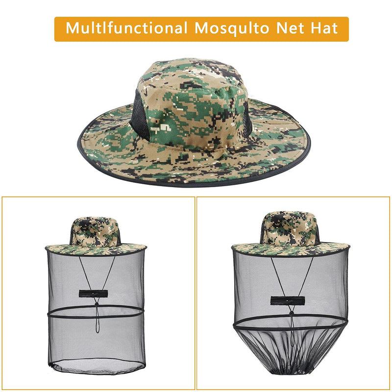 Mosquito Hat with Removable Netting Midge Mosquito Head Net Hat Face Neck Protection Head Cover for Beekeeper Hiking Fishing Camping, Green - BeesActive Australia