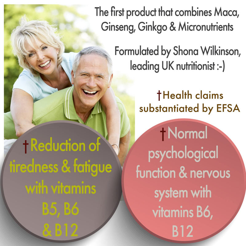 Maca Root 4000mg, Ginkgo Biloba, Korean Red (Panax) Ginseng - 4256mg - Vegan Capsules - Zinc, Vitamins D3, E, B5, B6, B12, A, K, Folic Acid, Selenium for Immune System & Hormonal Activity. 1 Bottle - BeesActive Australia
