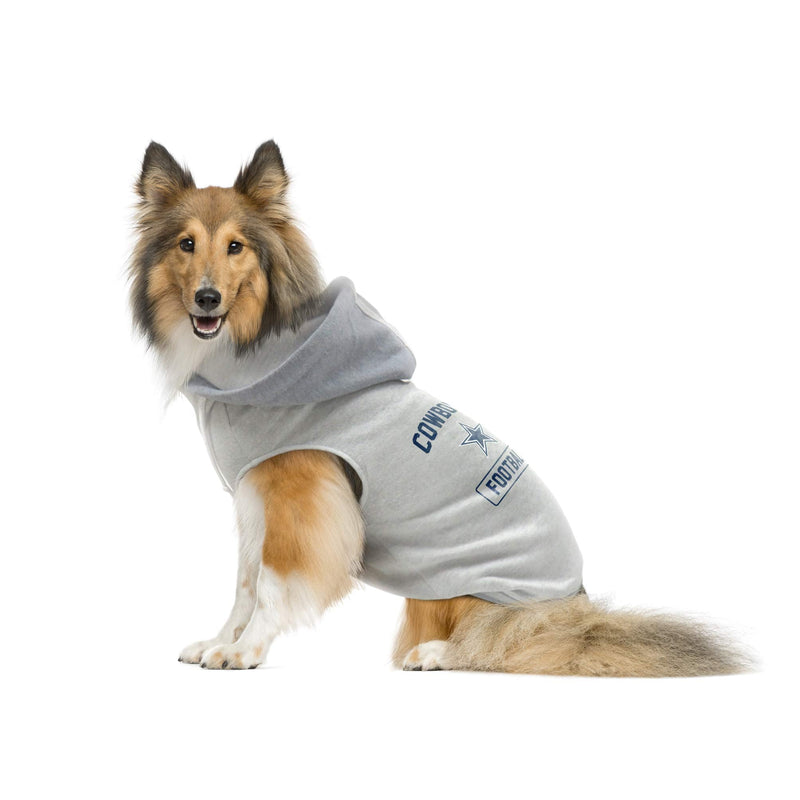 Littlearth NFL Unisex Pet Hooded Crewneck Dallas Cowboys X-Small Gray - BeesActive Australia