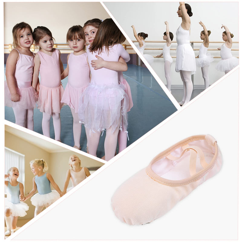 Stelle Girls Canvas Ballet Slippers Flats, Leather Soles Dance Shoes for Toddler Little Kid 13 Little Kid Ballet Pink - BeesActive Australia