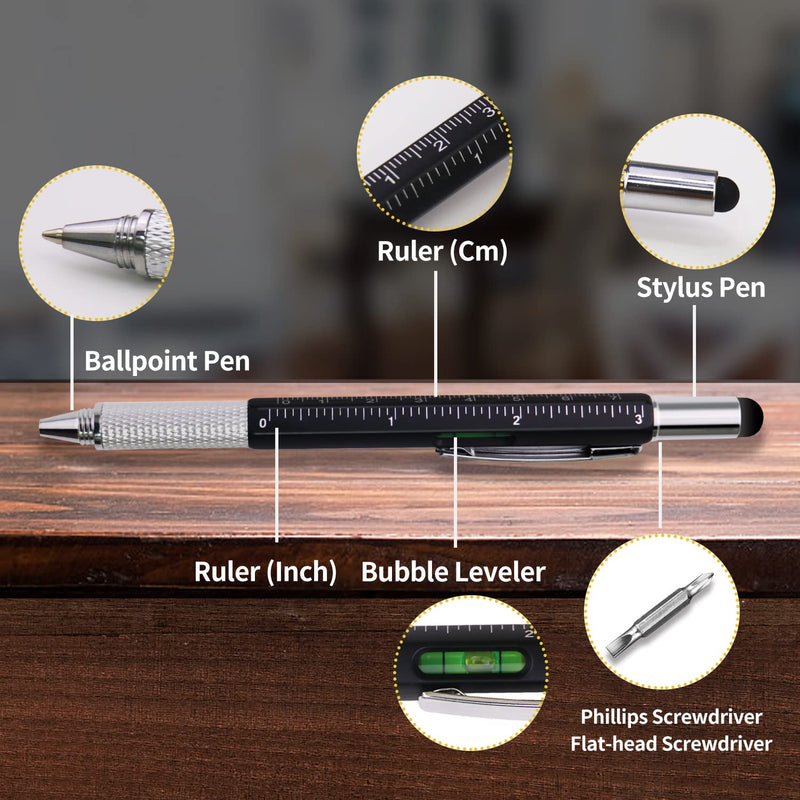 UMEINAC Multitool Pen, 7 in 1 Multitool Tech Tool Pen for Men, Construction Tools Gadget Stocking Stuffers Gifts for Dad Husband Father - Black - BeesActive Australia