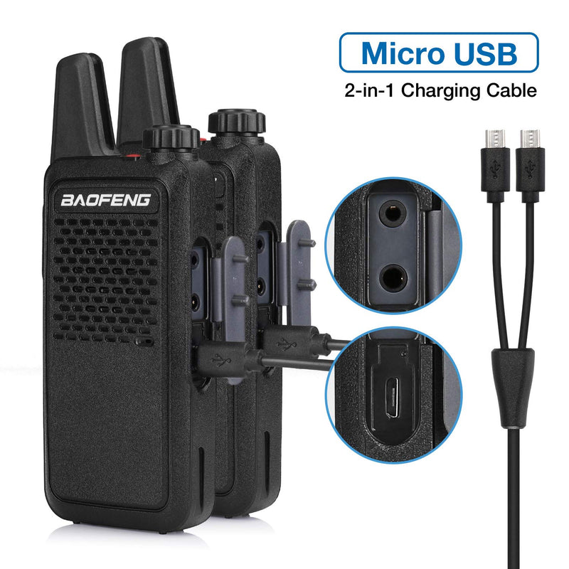 [AUSTRALIA] - BAOFENG GT-22 FRS Two Way Radio License Free, 1500mAh Battery, Handsfree Rechargeable Portable Walkie Talkie, 16 CH VOX, Micro USB Charging, Earpiece, 2 Pack 