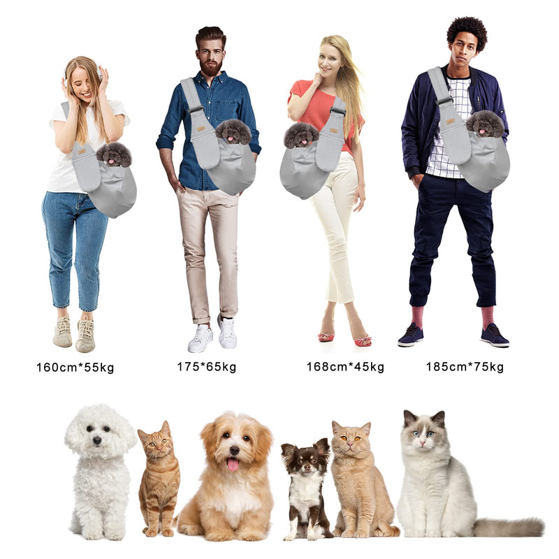 Cuby Dog and Cat Sling Carrier – Hands Free Reversible Pet Papoose Bag - Soft Pouch and Tote Design – Adjustable – Suitable for Puppy, Small Dogs, and Cats for Outdoor Travel Noble grey - BeesActive Australia