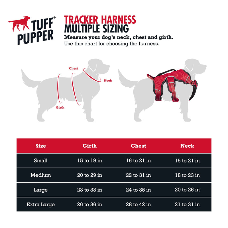Tuff Pupper Updated for 2022 - Tracker No Escape Dog Harness | Dual Escape Proof Leash Attachments | 5 Point Adjustable Fit Harness for Dogs | Padded Dog Harness for Comfort | Handle Dog Lift Harness Medium (Neck: 18-23" , Chest: 22-31") March Red - BeesActive Australia