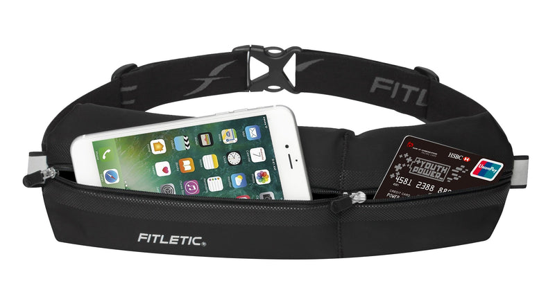 [AUSTRALIA] - Fitletic Running Belt - Bolt Fit Double Pouch Black 