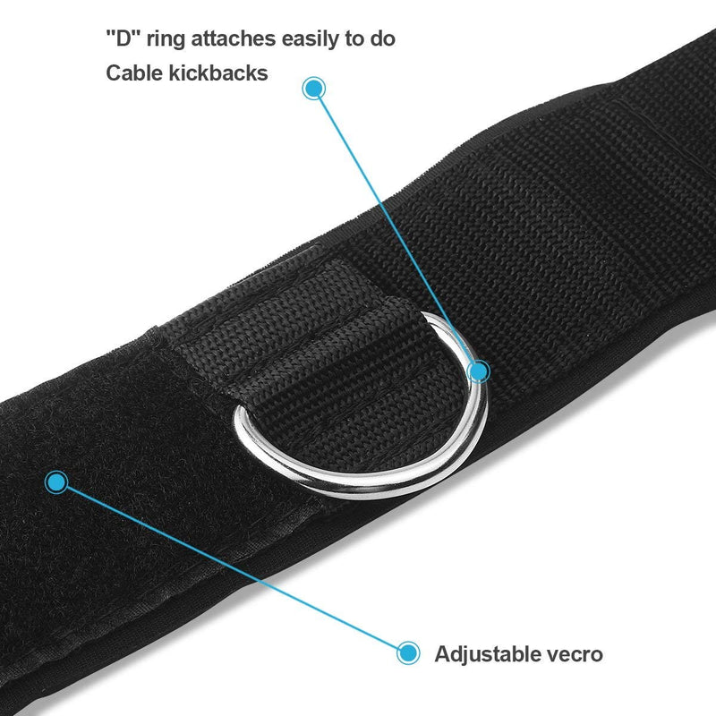 HYVAWO Ankle Strap Neoprene Padded Fitness Wrist Cuff with D Ring High Strength Exercises Belt Gym Pulley Strap for Cable Machines (Black 2 Pack) - BeesActive Australia