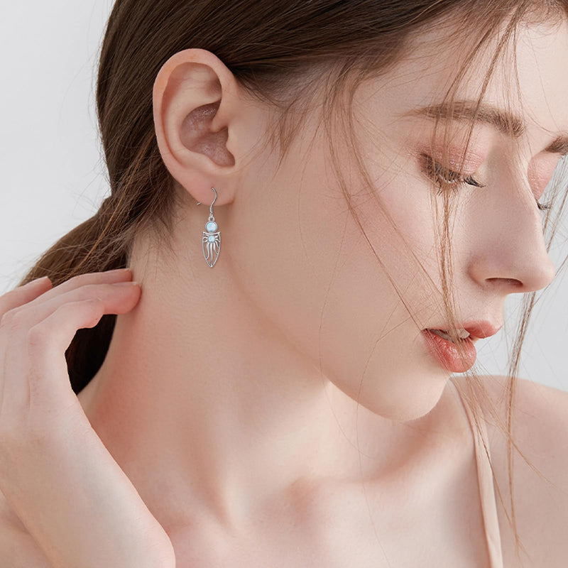 Larimar Dangle Earrings Sterling Silver Bohemia Sun Teardrop Leverback Earrings Earrings Jewelry Gifts for Women Girls - BeesActive Australia