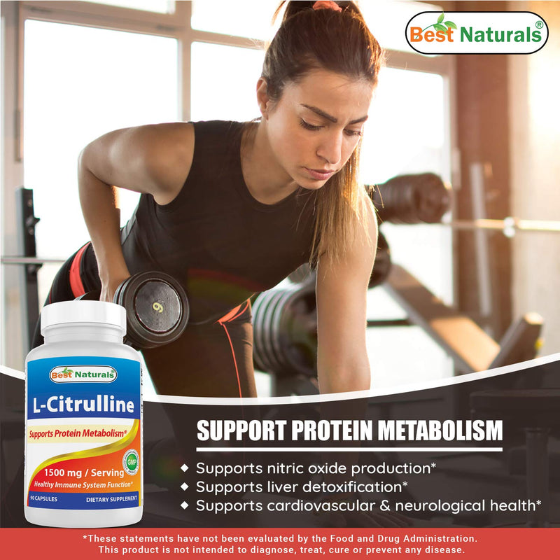 Best Naturals L-Citrulline Capsules - 1500mg/Serving - Non-GMO - Gluten Free - 90 Capsules (90 Count (Pack of 1)) 90 Count (Pack of 1) - BeesActive Australia