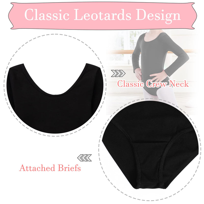 Dancer queen Long Sleeve Leotards for Girls Criss-cross Back Dance Clothes for Ballet Gymnastics Black 8-9 Years - BeesActive Australia