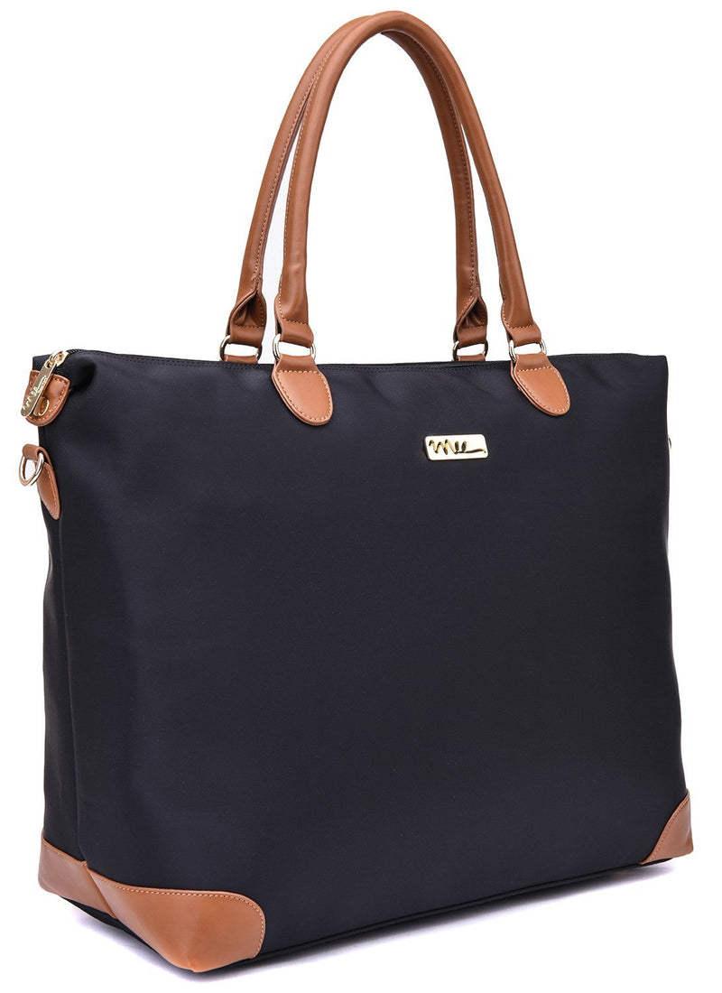NNEE Large Oversized Water Resistance Nylon Tote Bag With Multiple Pocket Design - Black 2 - BeesActive Australia