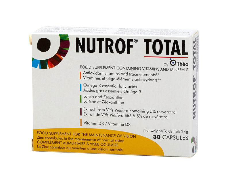 Nutrof Total Capsules � Eye Health Supplement with Lutein, Zeaxanthin, Omega 3, and Antioxidants | Daily Dose of Essential Nutrients for Optimal Eye Health | Pack of 30 Capsules (1 capsule per day - 1-Month Supply) - BeesActive Australia