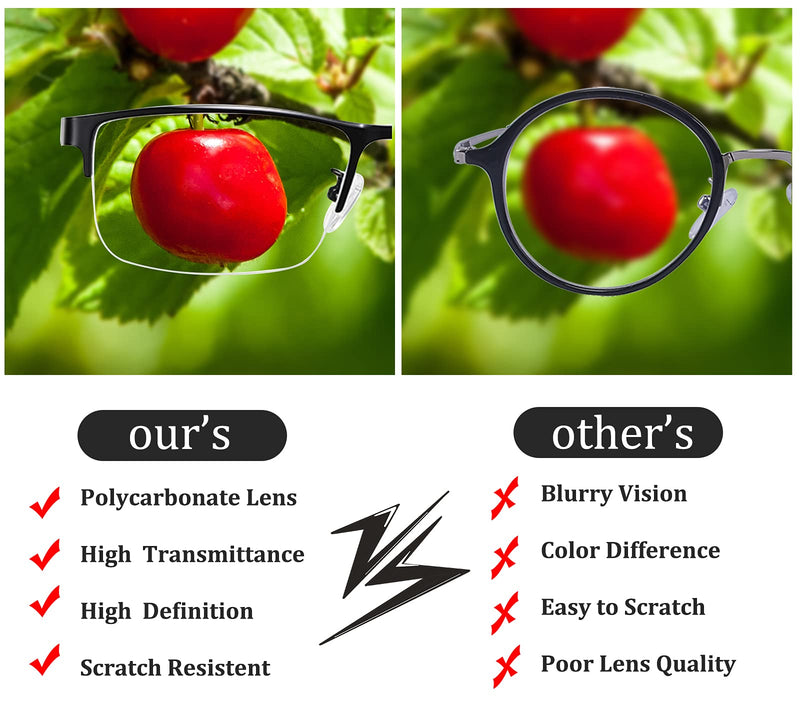 Outray 4-Pack Reading Glasses for Men Blue Light Blocking Computer Glasses Black Half-Frame Transparent Lens Reading Glasses 1.0 x - BeesActive Australia