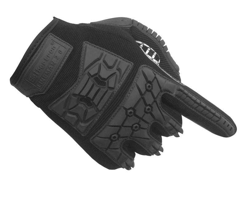 [AUSTRALIA] - Seibertron Lineman 2.0 Padded Palm Football Receiver Gloves, Flexible TPR Impact Protection Back of Hand Glove Adult and Youth Sizes Black M Adult 
