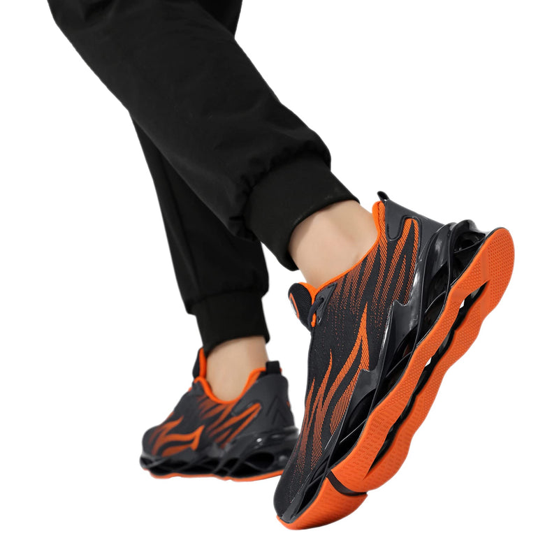 Azooken Mens Sports Footwear Tennis Breathable Jogging Lightweight Shoes 9.5 Orange/2 - BeesActive Australia