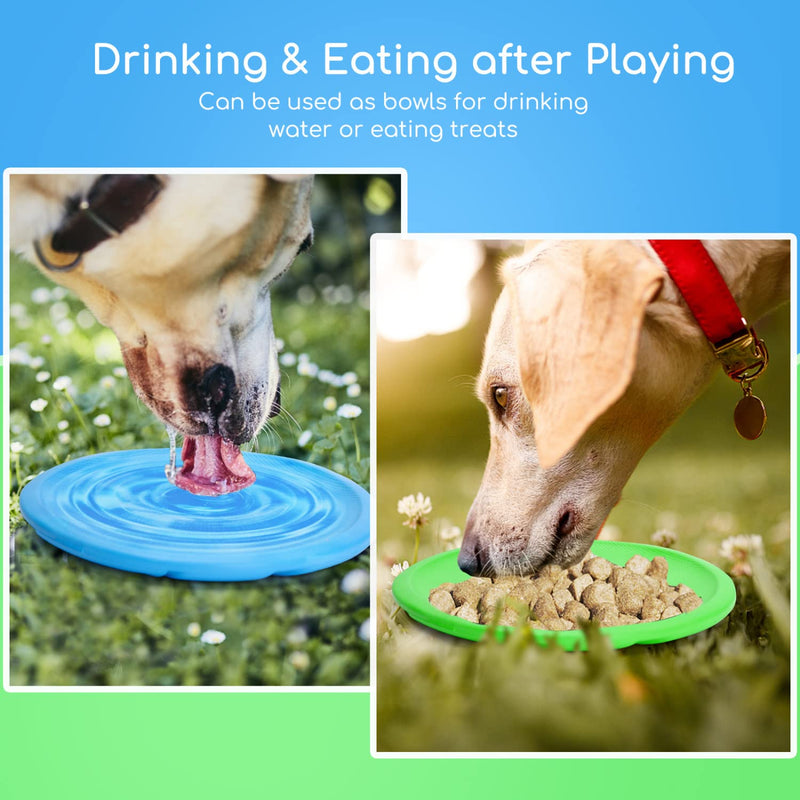 2 Pack Dog Flying Disc, Nobleza Flexible Floatable Dog Disc Toy for Long-Distance Flies and Floats, Lightweight Soft Flying Discs Toy for Small Medium Large Dogs to Fetch & Catch, Blue & Green - BeesActive Australia
