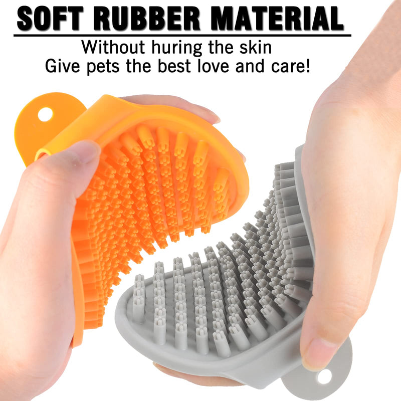 XIGOU Dog Bath Brush, 2 Pcs Dog Brush for Shedding Short Haired Dogs, Dog Grooming Shedding Bath Brush Soothing Massage Rubber Bristles Curry Comb with Adjustable Ring Handle for Dogs & Cats - BeesActive Australia