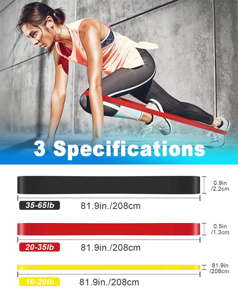 Victoper Resistance Bands（3 Pieces）Pull Up Bands Gym Bands Resistance for Exercise Strength Training Fitness Pilates Yoga Stretch Toning，Pull up Resistance Band Includ Door Anchor and Storage Bag Yellow/Red/Black - BeesActive Australia