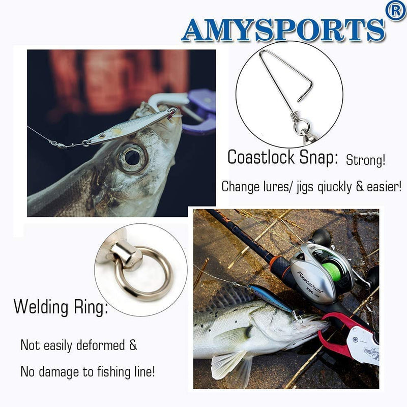 AMYSPORTS High Strength Fishing Snap Swivels Ball Bearing Swivels Stainless Fishing Swivels Saltwater Corrosion Resistance Barrel Swivel for Freshwater Fishing - BeesActive Australia