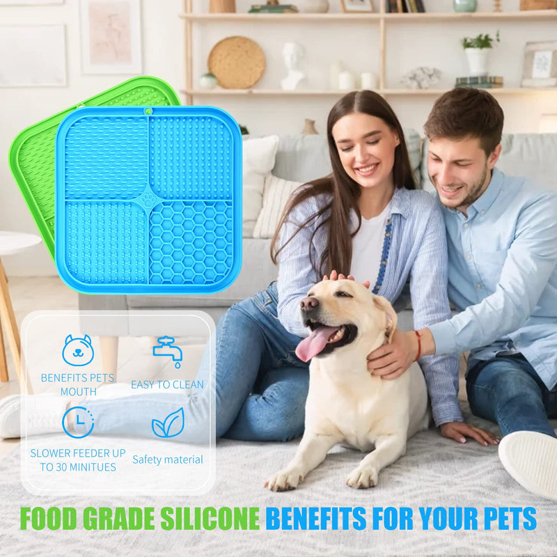 Dog Lick Mat Slow Feeder for Dogs, Premium Lick Pad with Suction Cups for Dog Anxiety Relief, Slow Feeder Dog Bowls, Bathing, Grooming and Training, 2 Pack - BeesActive Australia