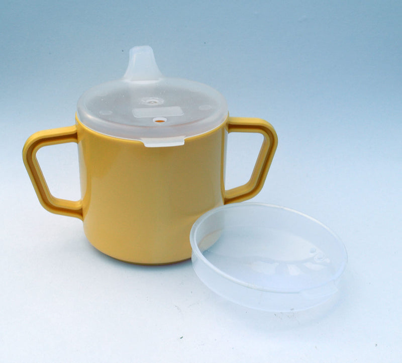 Henleys Drinking Cup/Beaker/Mug/Sippy 260ml Cup for Disabled Adults. Easy Grip Handles with Anti Splash Spout and Travel Lid - BeesActive Australia