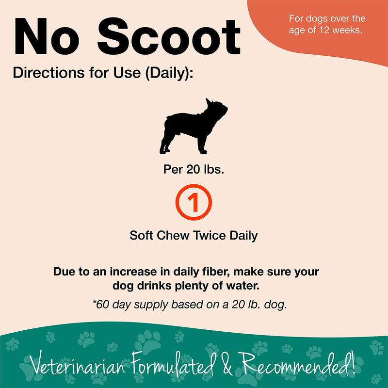 NaturVet - No Scoot for Dogs - Plus Pumpkin - Supports Healthy Anal Gland & Bowel Function - Enhanced with Beet Pulp & Psyllium Husk 120 Soft Chews - BeesActive Australia