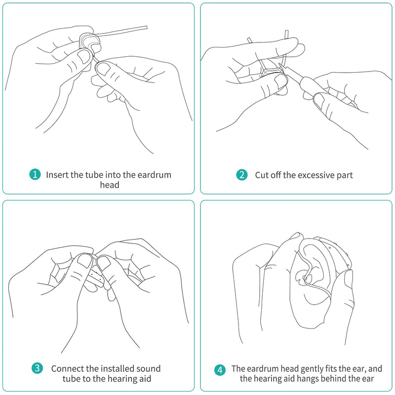 iplusmile Hearing Aid Tubes - Replaceable BTE Earmold Hearing Aid Tubes - Soft Clear PVC Tubing for Hearing Machine(4PCS) 6.5X3X0.5CM - BeesActive Australia