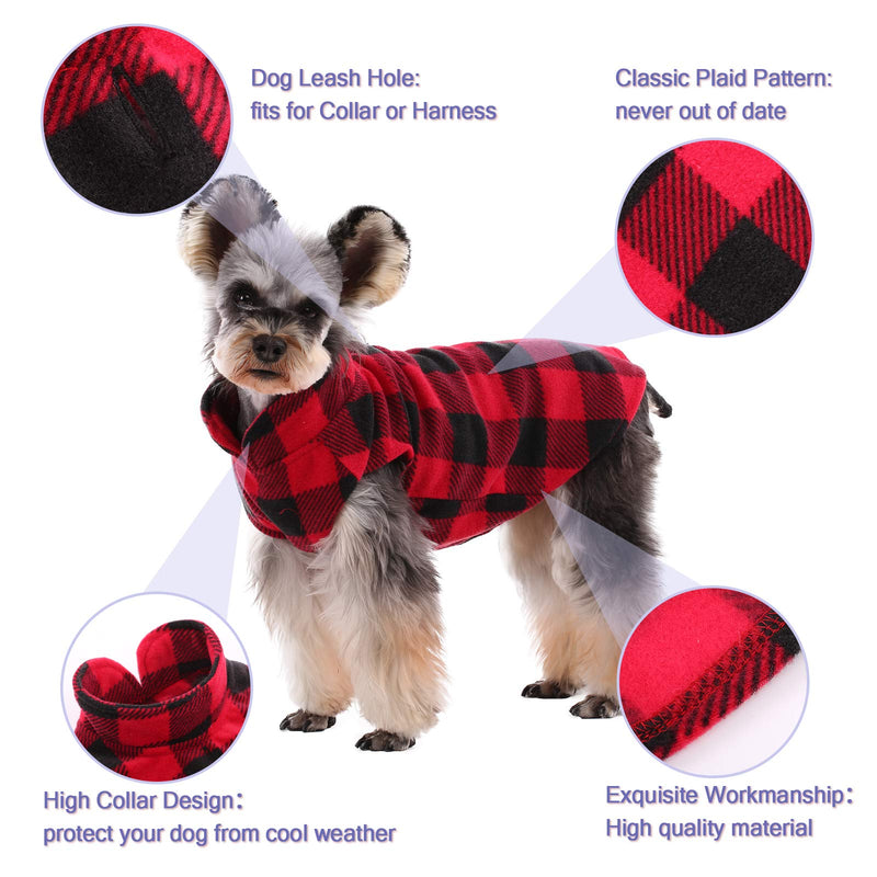 Kuoser Stretch Dog Fleece Vest, Soft Classic Plaid Basic Dog Sweater for Small Dogs & Cats, Warm Dogs Shirt Pullover Dog Coat Jacket Winter Dog Clothes for Teddy Chihuahua Yorkshire with Leash Hole Large (Pack of 1) Red Plaid - BeesActive Australia