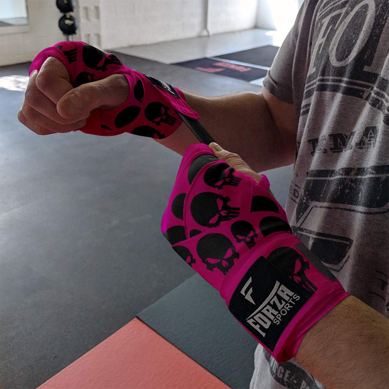 [AUSTRALIA] - Forza Sports 180" Mexican Style Boxing and MMA Handwraps Skulls Hot Pink 
