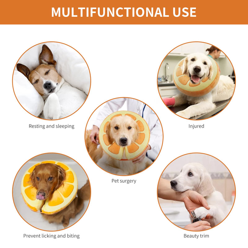IEUUMLER Inflatable Recovery Dog Collar – Protective Comfortable Adjustable Neck Donut Cone Not Block Vision for Dogs and Cats Prevent from Biting and Licking EU002 L (Neck:12"-18") Orange - BeesActive Australia