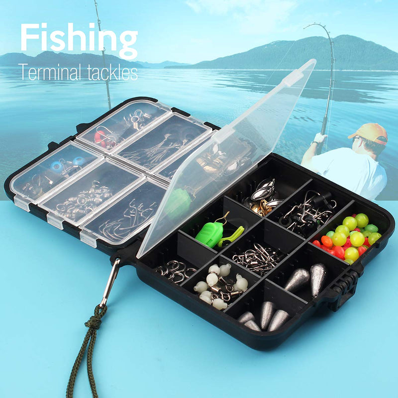 [AUSTRALIA] - Fishing Terminal Tackle Accessories Hooks Weights Jig Heads O-Rings Rolling Swivels Fastlock Snaps Fishing Beads Space Beans Sinker Slides Ice Fish Gear for Saltwater Freshwater 172pcs Fishing Terminal Tackle 