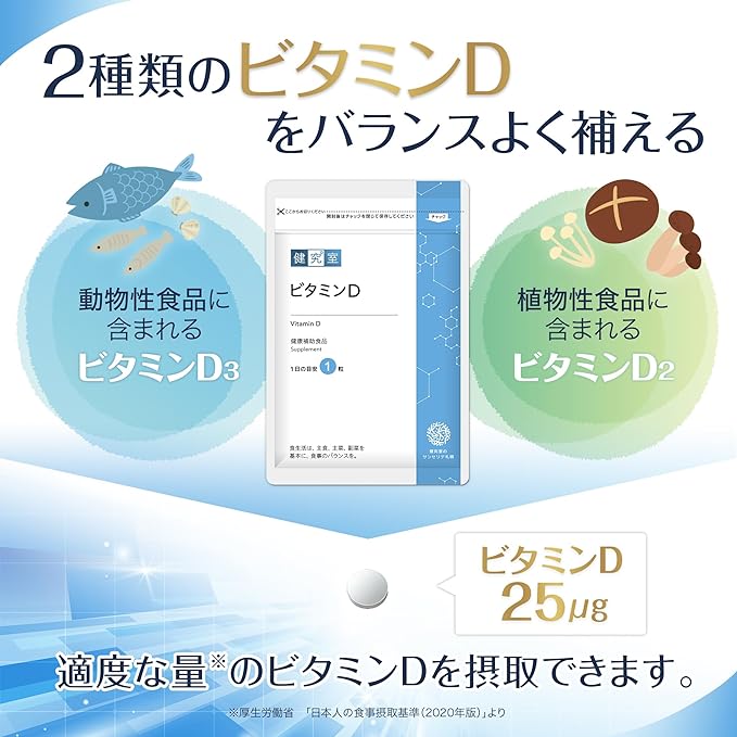 Sanserite Sapporo Vitamin D, 30 Day Supply, Health Supplement, Vitamin D2, Vitamin D3, Double Formulation, Made in a GMP Certified Factory in Japan, 30 Tablets - BeesActive Australia